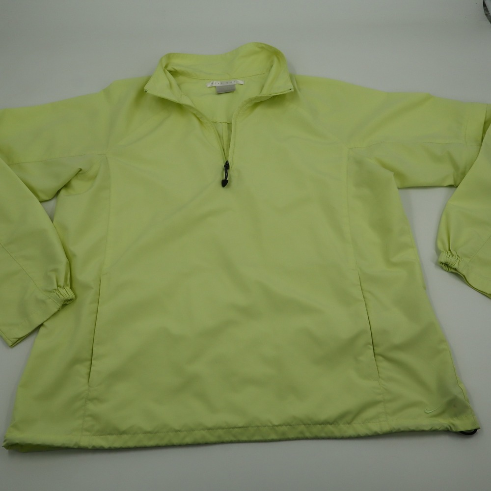 Nike‎ Golf Women L Neon Lime Green NikeFIT STORM 1/4 Zip Windbreaker 298655-393